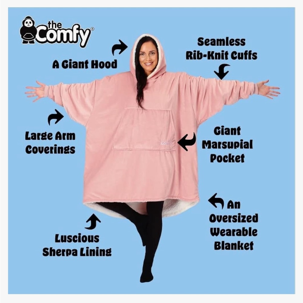 NEW The Comfy Wearable Blanket Throw Pink Fleece Sherpa Pullover NIB cozy gift!